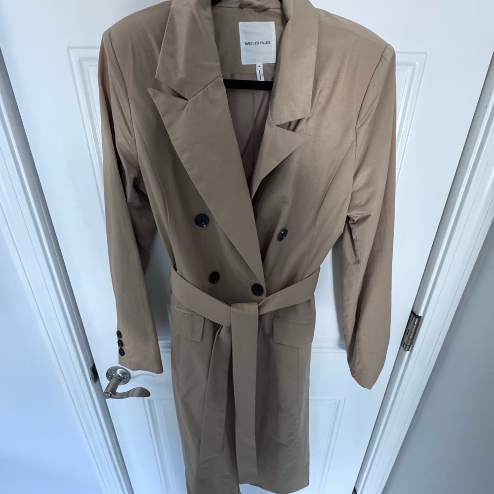 Avec Les Filles Beige Double-Breasted Trench Coat